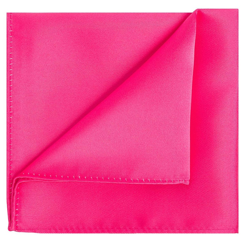 KissTies Pinky Red Pocket Square Mens Flamingo Satin Handkerchief + Gift Box - Image 1